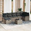 Garten-Sofa-Set mit Kissen mit Speicher 8 pcs Grau Poly Rattan