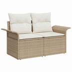 Garten-Sofa-Set mit Kissen mit Speicher 8 pcs Beige Poly Rattan