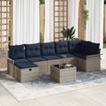 Garten-Sofa-Set mit Kissen mit Speicher 8 pcs Grau Poly Rattan