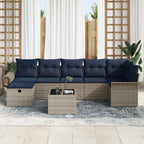 Garten-Sofa-Set mit Kissen mit Speicher 8 pcs Grau Poly Rattan