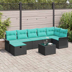 Garten-Sofa-Set mit Kissen 8 pcs Schwarz Poly Rattan