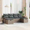 Garten-Sofa-Set mit Kissen mit Speicher 6 pcs Grau Poly Rattan