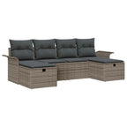Garten-Sofa-Set mit Kissen mit Speicher 6 pcs Grau Poly Rattan