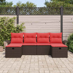 Gartensofa-set mit Kissen mit Speicher 6 pcs Poly Rattan
