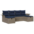 Gartensofa-set mit Kissen mit Speicher 6 pcs Poly Rattan