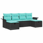 Garten-Sofa-Set mit Kissen 6 pcs Schwarz Poly Rattan