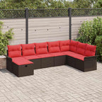 Gartensofa-set mit Kissen mit Speicher 8 pcs Poly Rattan