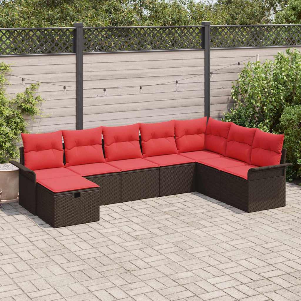 Gartensofa-set mit Kissen mit Speicher 8 pcs Poly Rattan