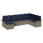 Gartensofa-set mit Kissen mit Speicher 8 pcs Poly Rattan