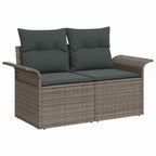 Garten-Sofa-Set mit Kissen mit Speicher 9 pcs Grau Poly Rattan