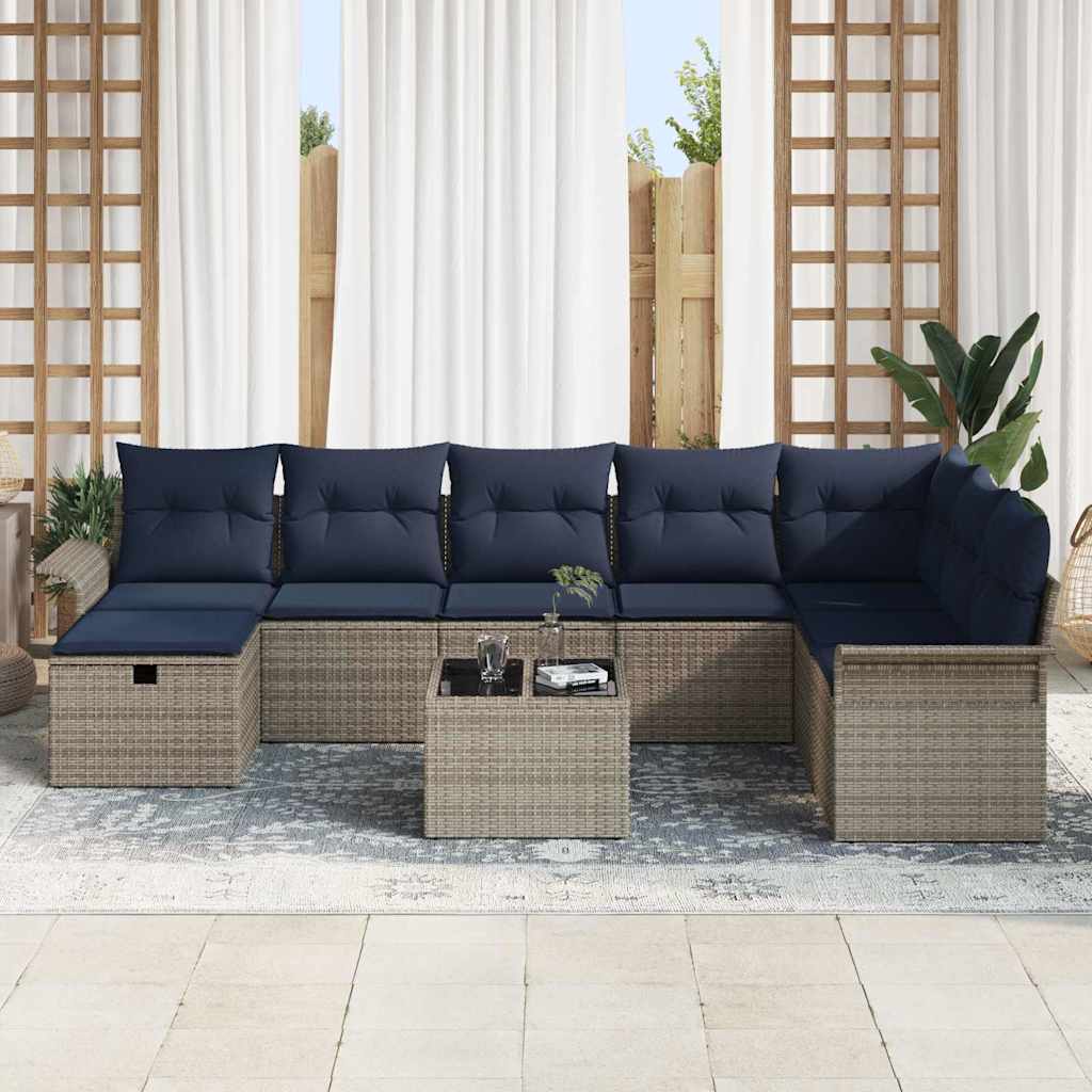 Gartensofa-set mit Kissen mit Speicher 9 pcs Poly Rattan