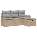 Garten-Sofa-Set mit Kissen mit Speicher 4 pcs Beige Poly Rattan