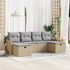 Gartensofa-set mit Kissen mit Speicher 6 pcs Beige Poly-Rattan