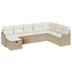 Garten-Sofa-Set mit Kissen mit Speicher 8 pcs Beige Poly Rattan