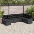 Garten-Sofa-Set mit Kissen 8 pcs Schwarz Poly Rattan