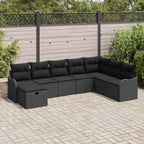 Garten-Sofa-Set mit Kissen 8 pcs Schwarz Poly Rattan
