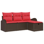 Gartensofa-set mit Kissen mit Speicher 4 pcs Braun Poly-Rattan