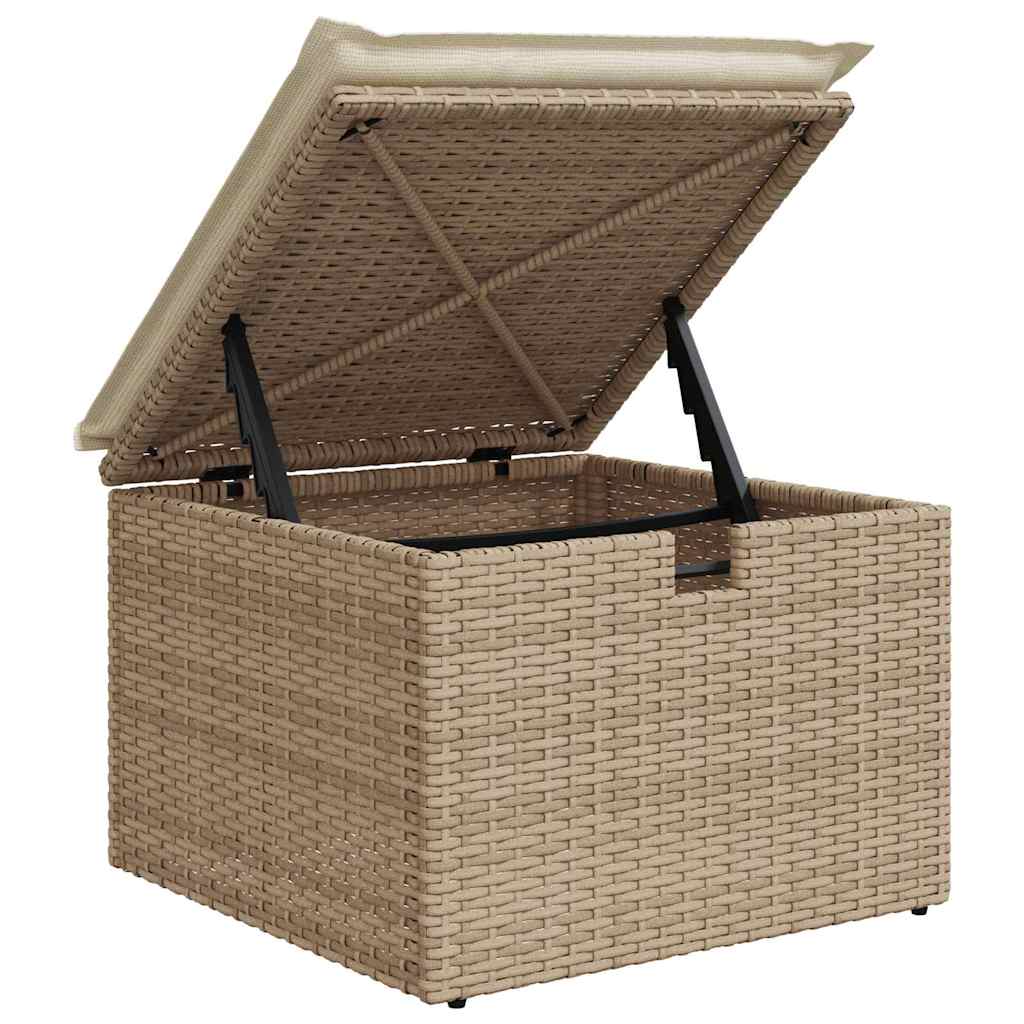 Garten-Sofa-Set mit Kissen mit Speicher 5 pcs Beige Poly Rattan