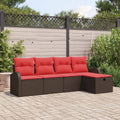 Gartensofa-set mit Kissen mit Speicher 5 pcs Braun Poly-Rattan