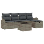 Garten-Sofa-Set mit Kissen mit Speicher 6 pcs Grau Poly Rattan