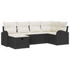 Garten-Sofa-Set mit Kissen 6 pcs Schwarz Poly Rattan