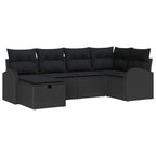 Garten-Sofa-Set mit Kissen 6 pcs Schwarz Poly Rattan