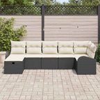 Gartensofa-set mit Kissen 7 pcs Schwarz Poly-Rattan