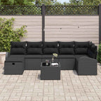 Garten-Sofa-Set mit Kissen 8 pcs Schwarz Poly Rattan