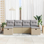 Gartensofa-set mit Kissen mit Speicher 6 pcs Beige Poly-Rattan