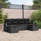 Gartensofa-set mit Kissen 6 pcs Schwarz Poly-Rattan