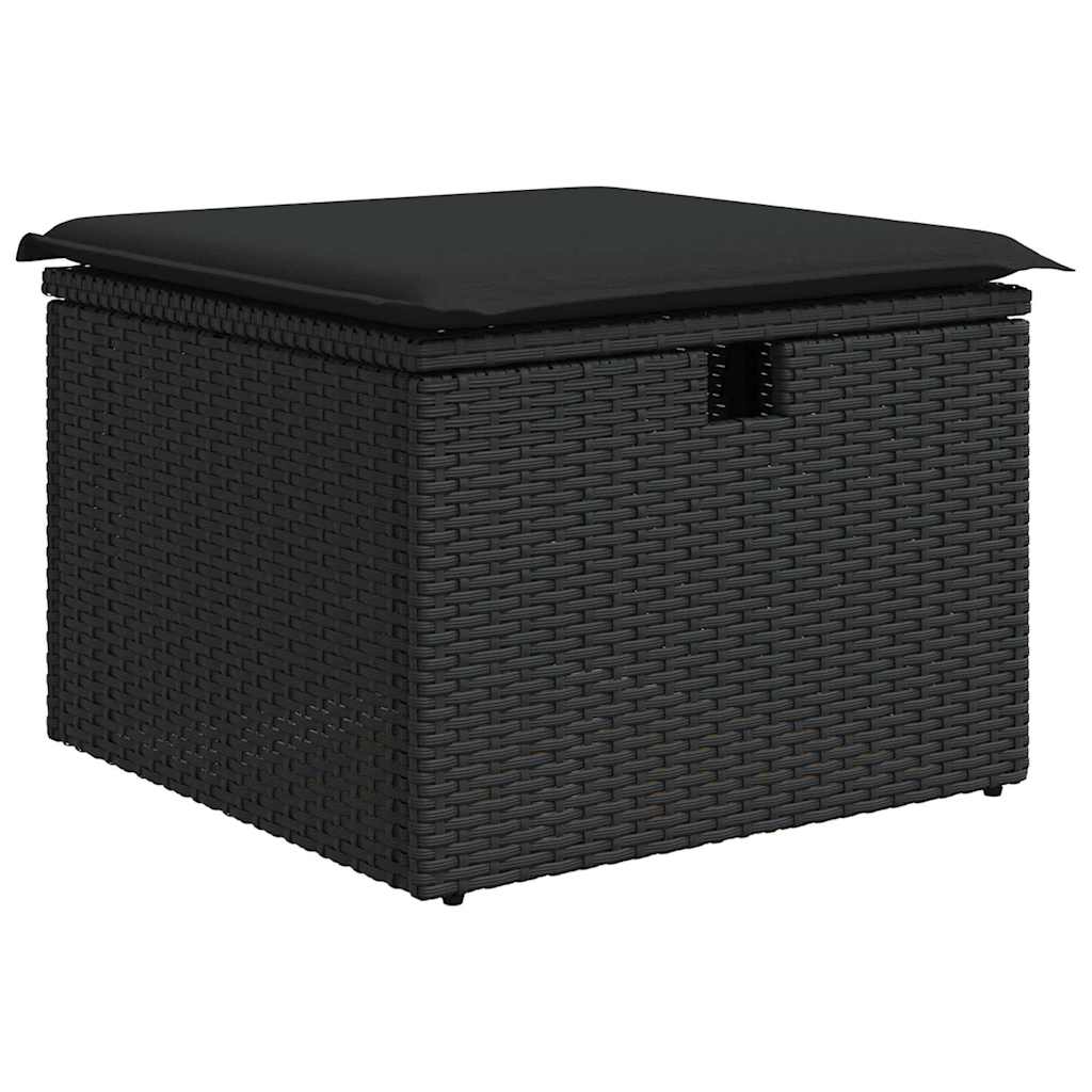 Gartensofa-set mit Kissen 6 pcs Schwarz Poly-Rattan
