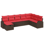 Garten-Sofa-Set mit Kissen mit Speicher 8 pcs Braun Poly Rattan