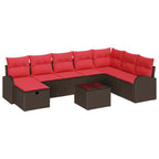 Garten-Sofa-Set mit Kissen mit Speicher 9 pcs Braun Poly Rattan