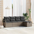 Garten-Sofa-Set mit Kissen mit Speicher 5 pcs Grau Poly Rattan