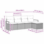 Garten-Sofa-Set mit Kissen mit Speicher 5 pcs Grau Poly Rattan