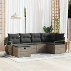 Garten-Sofa-Set mit Kissen mit Speicher 6 pcs Grau Poly Rattan