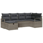 Garten-Sofa-Set mit Kissen mit Speicher 6 pcs Grau Poly Rattan