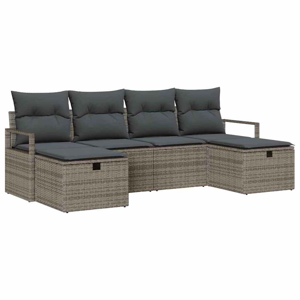 Sofa Set mit Kissen 5 pcs Poly-Rattan
