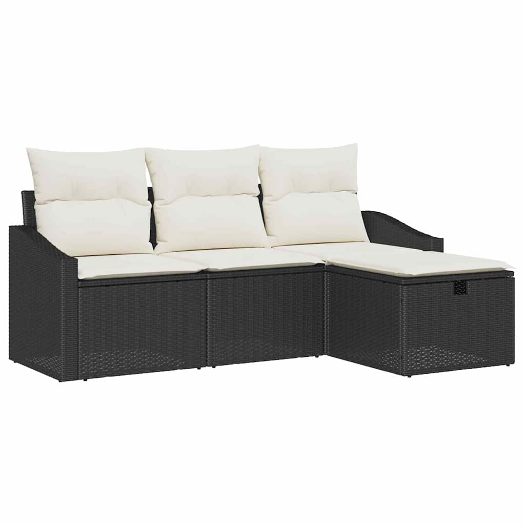 Sofa Set mit Kissen 4 pcs Poly-Rattan