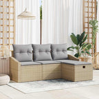 Sofa Set mit Kissen 4 pcs Poly-Rattan