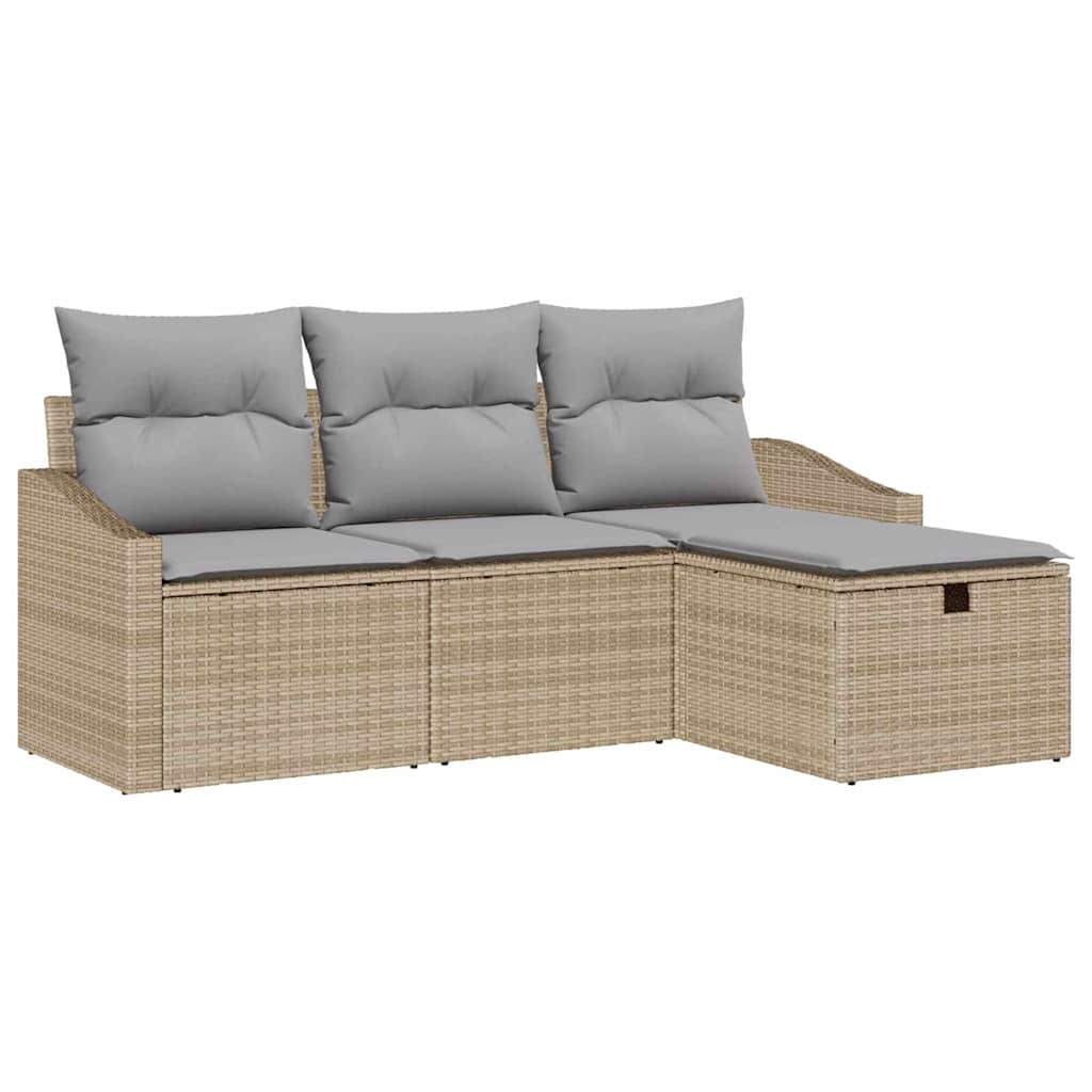 Sofa Set mit Kissen 4 pcs Poly-Rattan