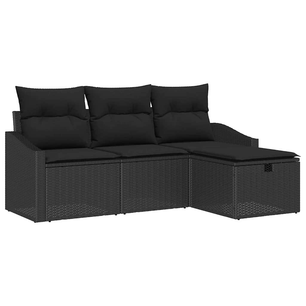 Sofa Set mit Kissen 4 pcs Poly-Rattan