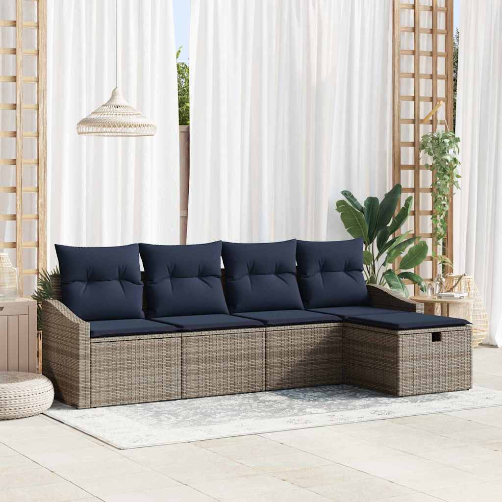 Sofa Set mit Kissen 5 pcs Poly-Rattan