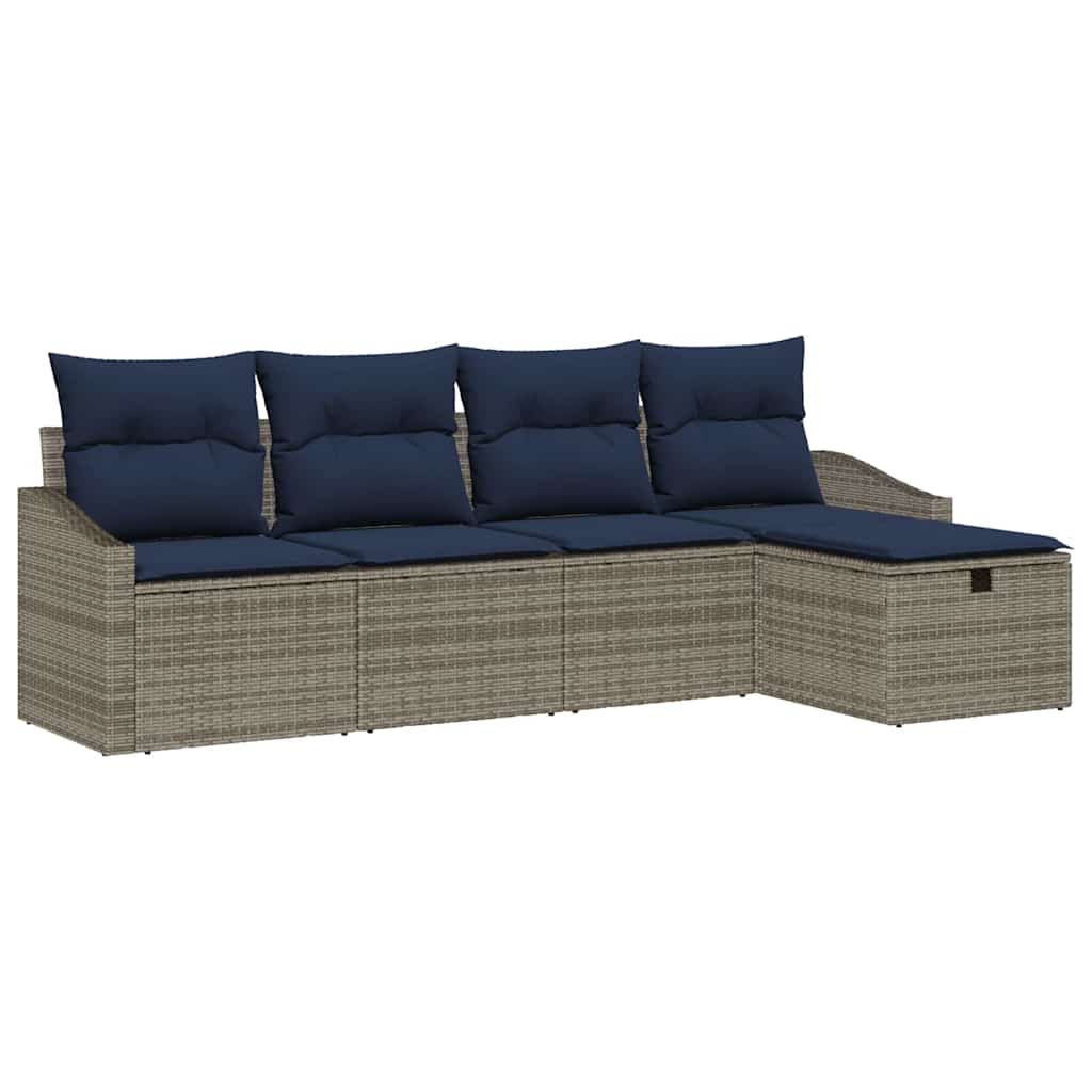 Sofa Set mit Kissen 5 pcs Poly-Rattan