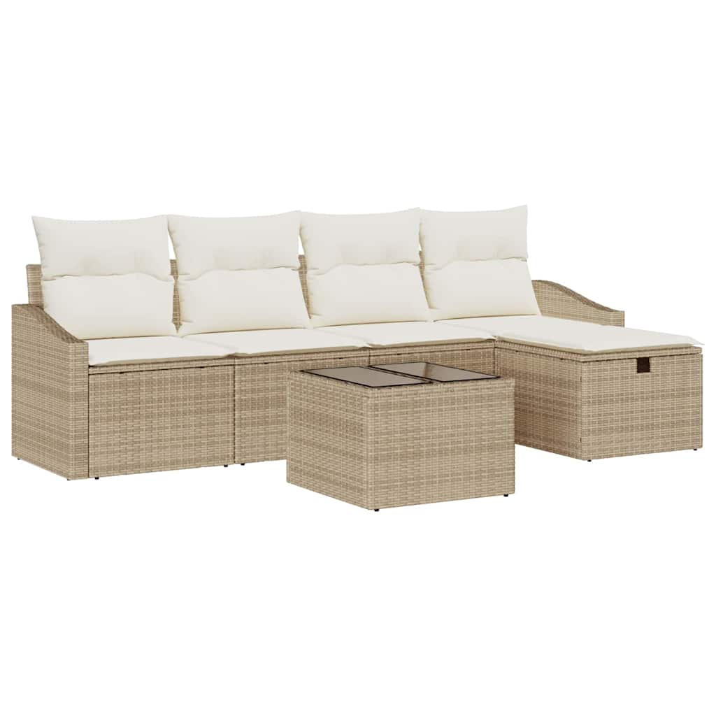 Sofa Set mit Kissen 5 pcs Poly-Rattan