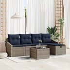 Sofa Set mit Kissen 5 pcs Poly-Rattan