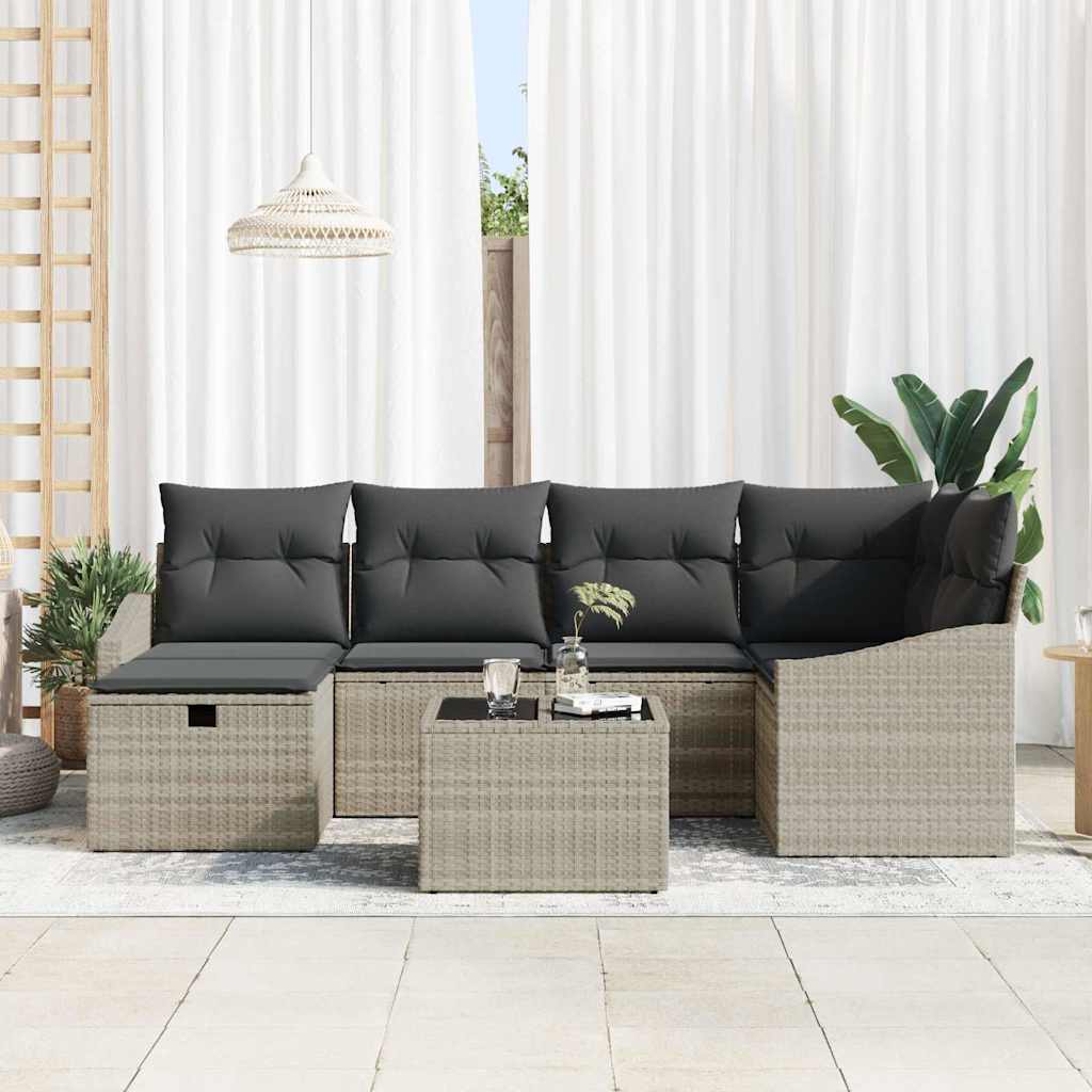 Sofa Set mit Kissen 6 pcs Poly-Rattan
