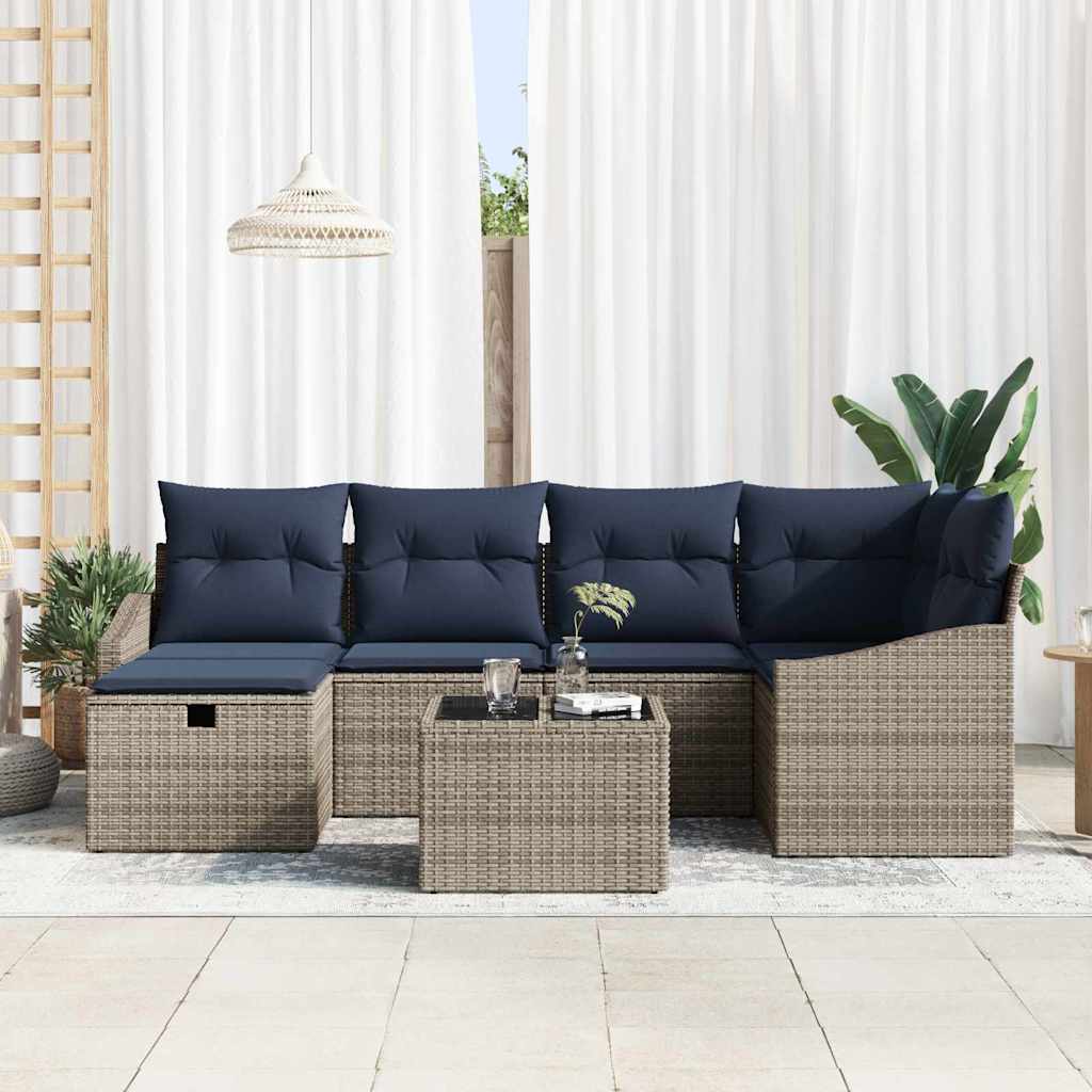 Sofa Set mit Kissen 3 pcs Poly-Rattan