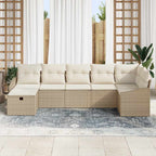 Sofa Set mit Kissen 7 pcs Poly-Rattan