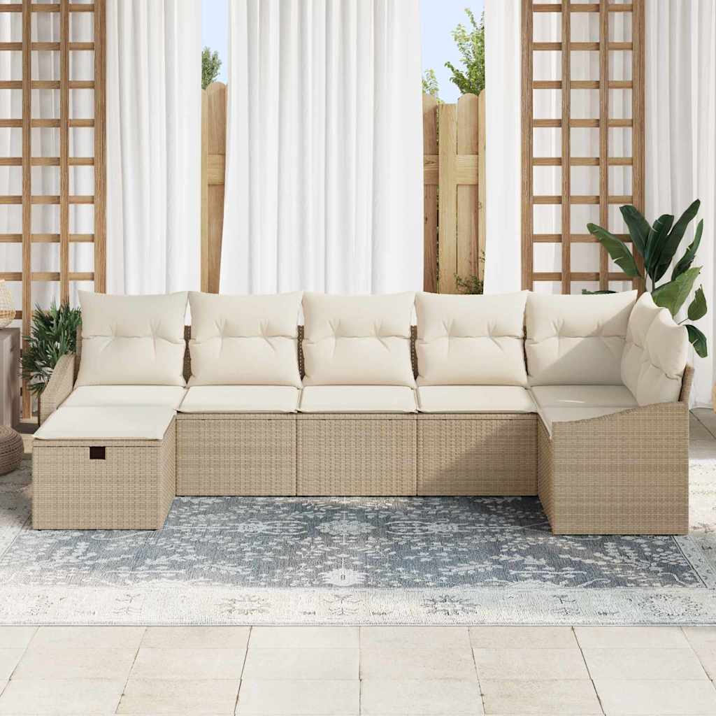 Sofa Set mit Kissen 7 pcs Poly-Rattan